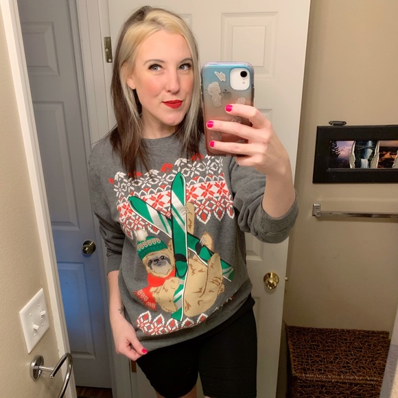 Festive af, HOLIDAY TIME, Sloth on the slopes sweatshirt!! - Picture 1 of 8